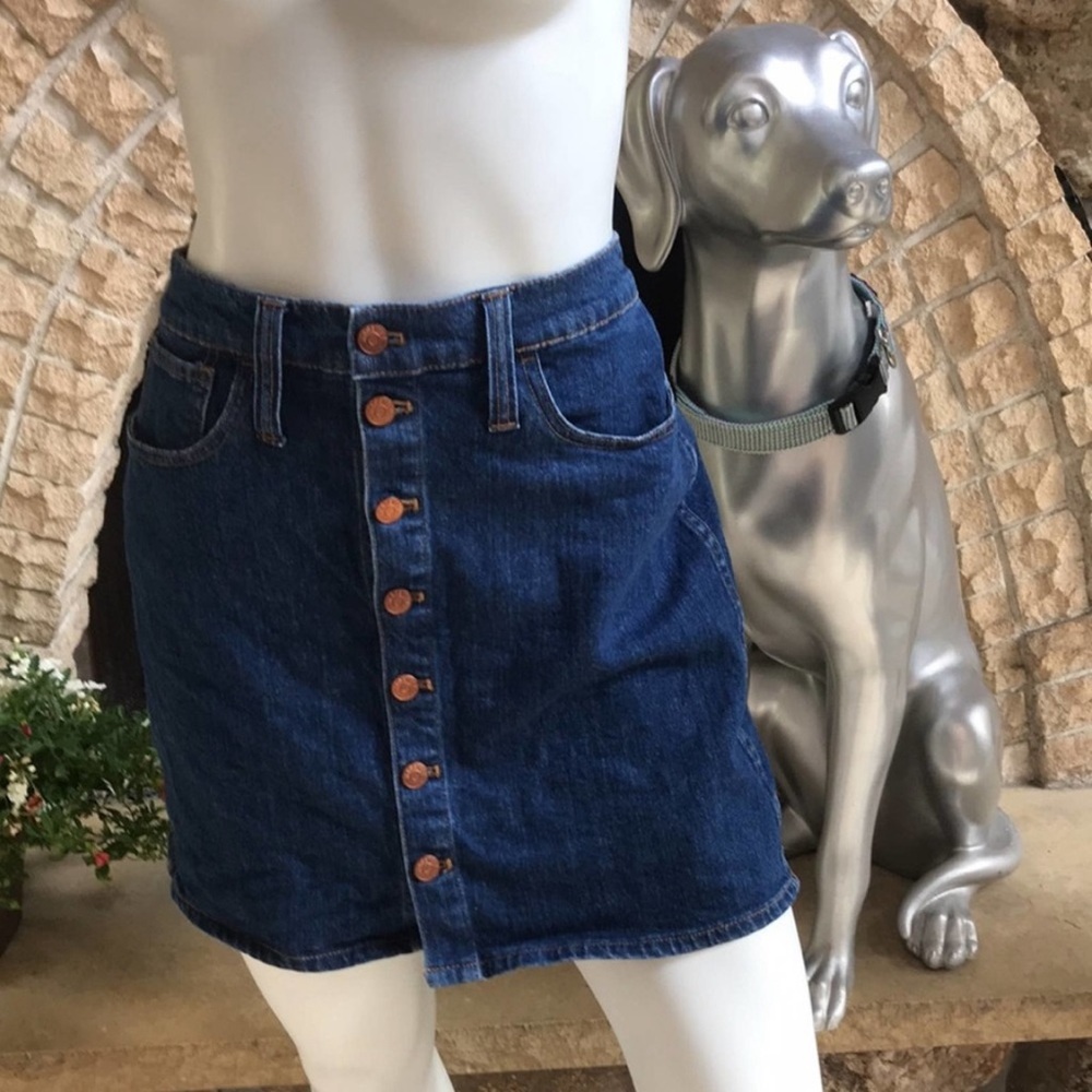 Madewell Stretch Denim Mini Button Front Skirt Women's Size 31